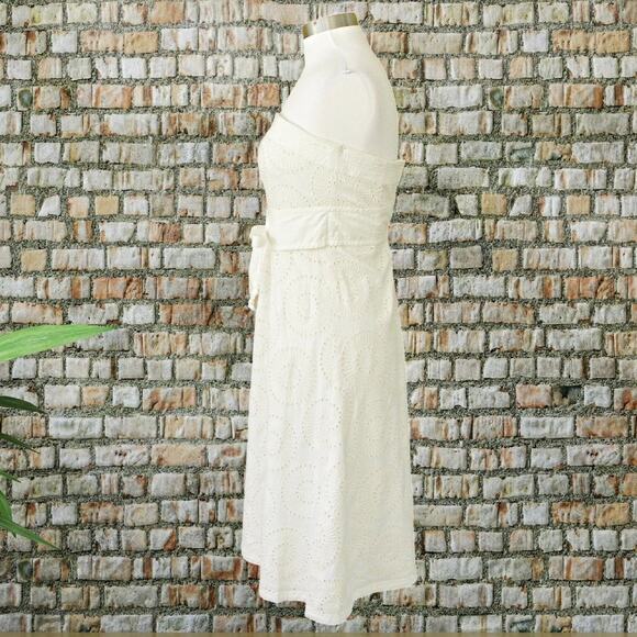 Plenty Tracy Reese Ivory Embroidered Strapless Midi Dress A-line Size 6 - Picture 4 of 9